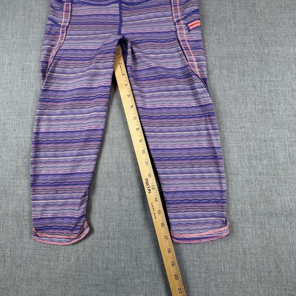 Lululemon Capri Leggings Womens 6 Purple Stripe Pockets Yoga Running Athletic - Picture 5 of 9